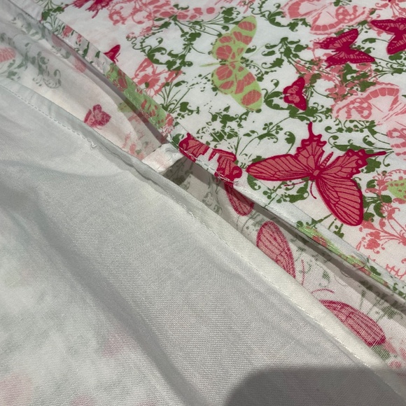 Elena Brunelli Curtain Panel Set (2) Rod Pocket Drapery Butterfly Pink Green - Picture 7 of 12